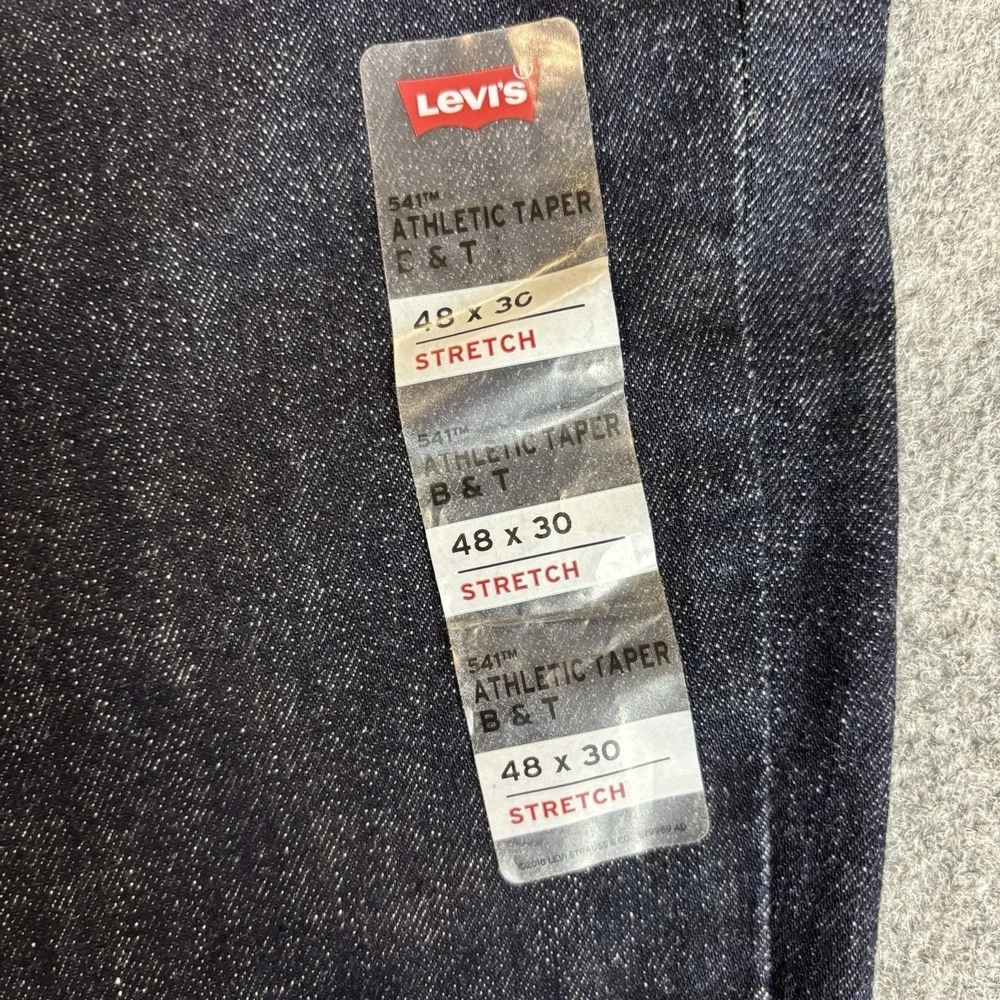 Levi Jeans Mens 48x30 Athletic Taper Dark Wash Blue Denim Stretch New With‎ Tags